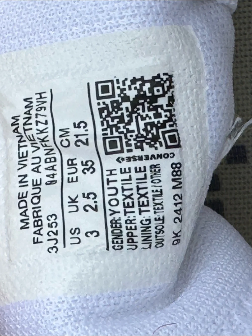 Converse Kids High-Top Canvas Sneakers in White with Red Trim
